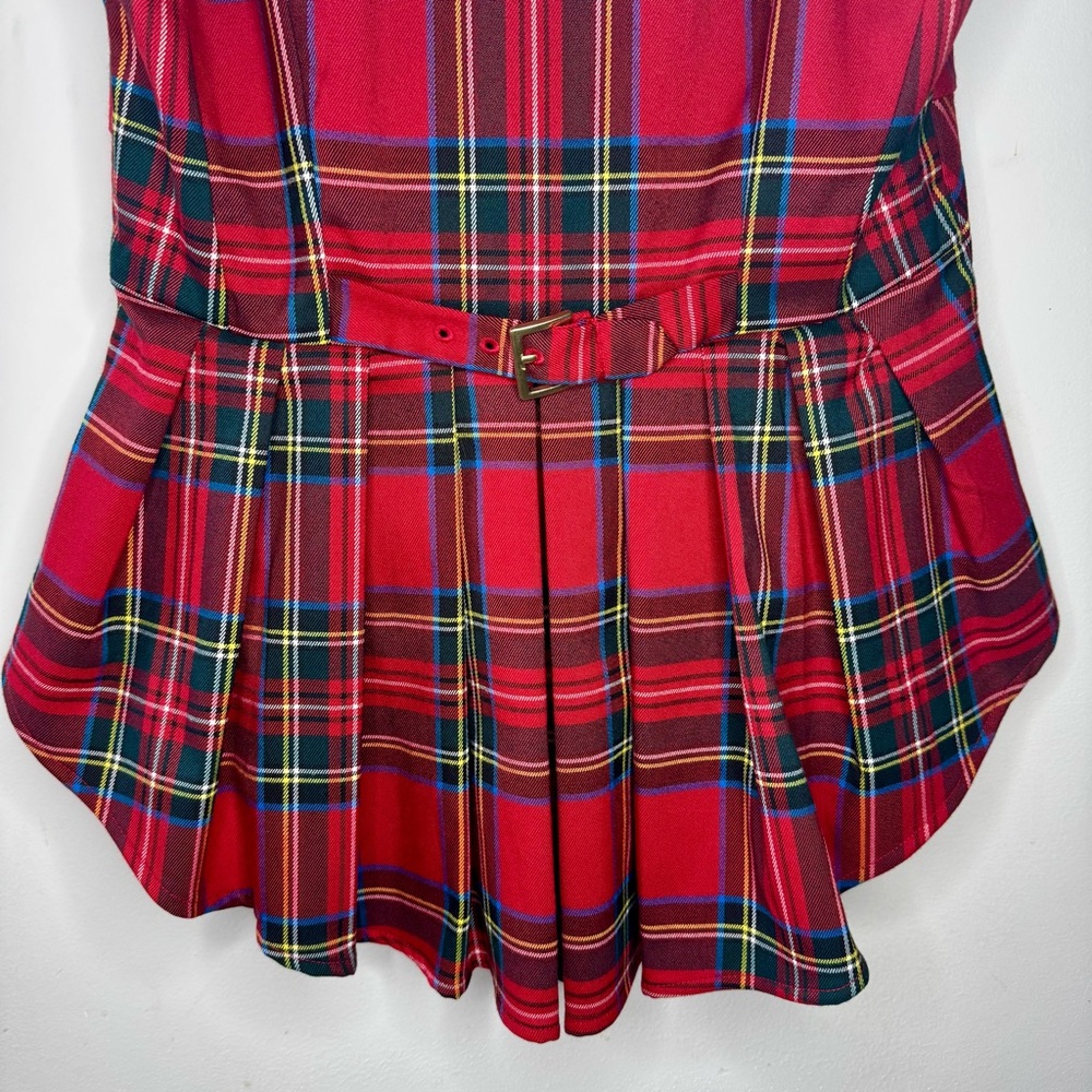 Anthropologie MAEVE Waisted Zip-Front Sleeveless Top In Red Plaid Small NEW NWT - Picture 7 of 9
